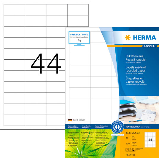 Herma Resirkulerte Etiketter 1920 stk 70x37 mm