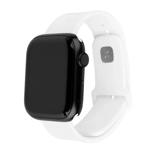 Fixed Apple Watch (42 / 44 / 45 / SE / 49 mm) Sporty Silikonremsett - Hvit