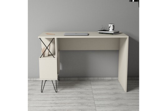 Skrivebord Amtorp 120 cm med Oppbevaring Hylle Beige