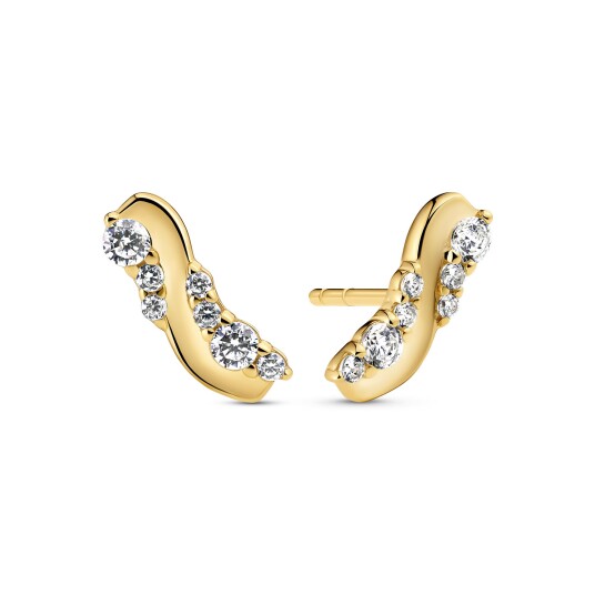 Sif Jakobs Jewellery Ellera Waves Altro Earrings Gullfarge Hvit 10 mm