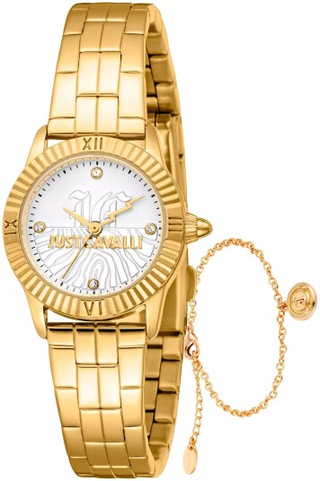 Just Cavalli Dameklokke JC1L328M0055 Mini Raffinata Hvit/Gulltonet