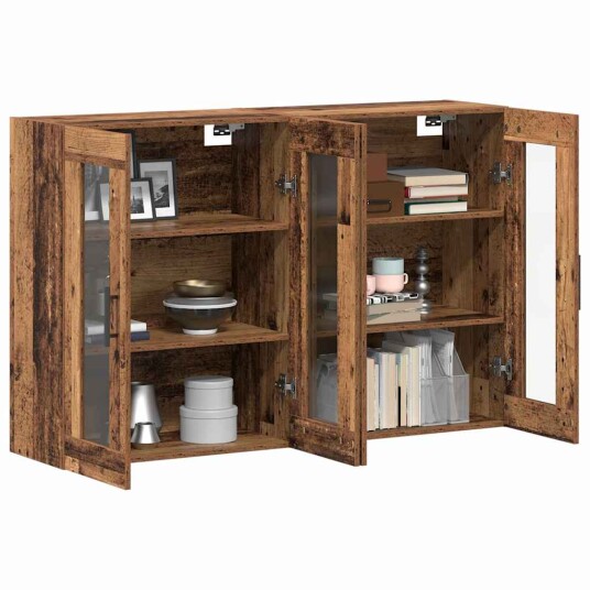 Vegghengte skap 2 pcs Gammelt tre 69.5 x 34 x 90 cm Heltre