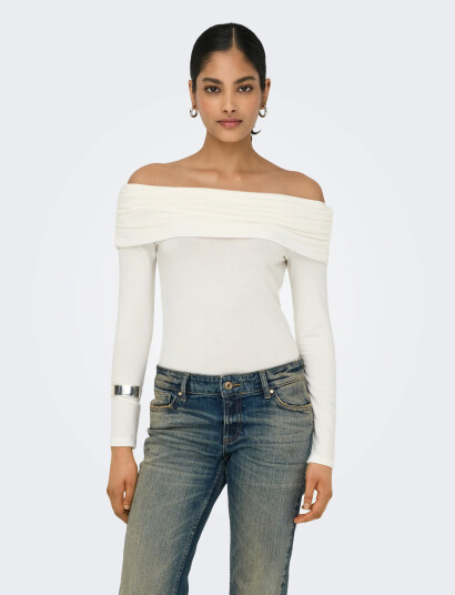 ONLY Onlglamour L/S Off Shoulder Top Cc Jrs - White - L