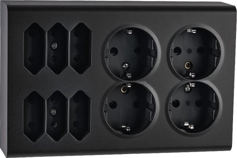 SG Stikkontakt Påvegg 4+6 Euro m/Jord Sort SG Stikkontakt Påvegg 4+6 Euro m/Jord Sort