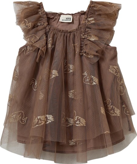 Sofie Schnoor Kjole Tyll BlossomSB Brown m. Glitter Sofie Schnoor 2 år 92 Kjole Brun
