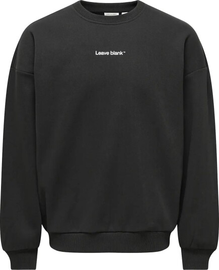 ONLY & SONS Onstyson Ovz Ls Crew Sweat Lb Vd Black S