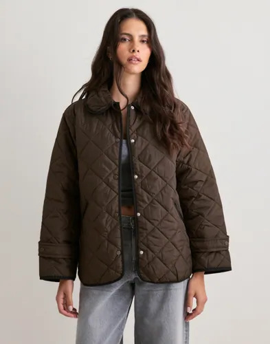 Pieces Brun Pcemily Short Quilted Jacket Noos B