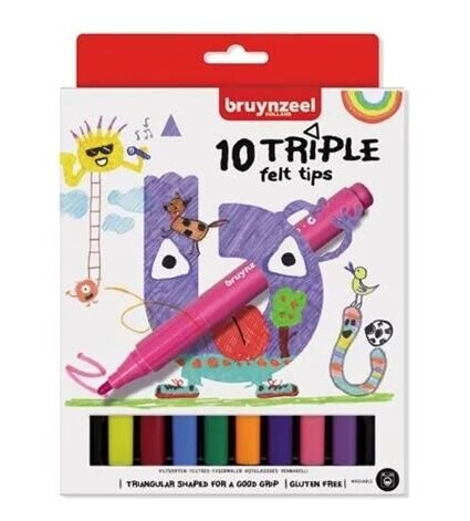 Bruynzeel - Kids Triple Felt-tip Pens 10 pcs. Bruynzeel - Kids Triple Felt-tip Pens 10 pcs.