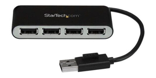 StarTech.com 4-Port Portable USB 2.0 Hub with Built-in Cable - hub - 4 ports USB-hub - 4 porter - Sølv StarTech.com 4-Port Portable USB 2.0 Hub with Built-in Cable - hub - 4 ports USB-hub - 4 porter - Sølv