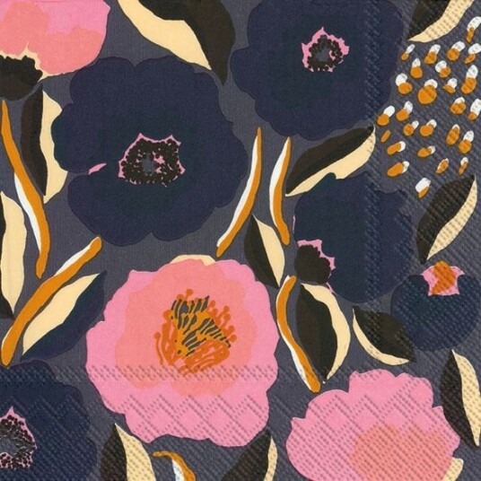 Marimekko Rosarium blå Rose lunsjservietter