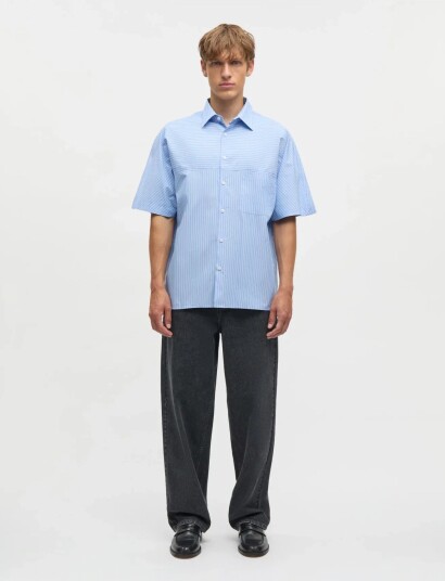 Mads Nørgaard Prime Cotton Poplin Breuer Shirt Blue M