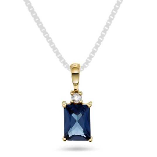 Pan Jewelry Anheng i 585 gult gull med zirkonia og blå glassten Pan Jewelry Anheng i 585 gult gull med zirkonia og blå glassten