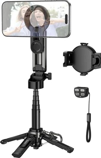 Hoco K27 Pro Live Stand Selfiestang Med Magnetisk Og Universell Feste + Trådløs Fjernkontroll, Svart Hoco K27 Pro Live Stand Selfiestang Med Magnetisk Og Universell Feste + Trådløs Fjernkontroll, Svart