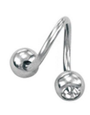 Curve Øyenbrynspiercing med Klare Stener 1.2 x 8 mm
