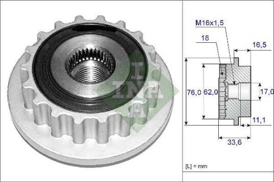 Dynamo remhjul INA 535 0118 10