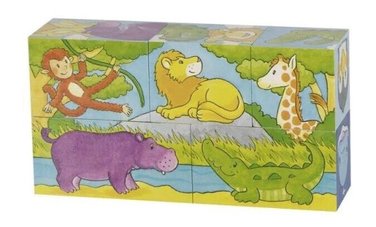 Goki Wooden Block Puzzle Safari 5 pcs. Tre