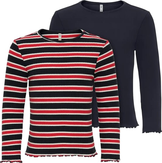 Kids Only Kmgdixi Life Ls O Neck Stripe 2P Top Jrs Navy 110