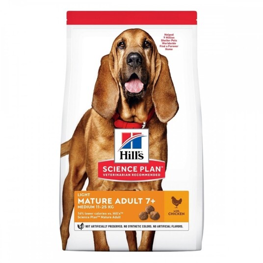 Hill's Science Plan Hundefôr Mature Adult 7+ Light Medium med Kylling 14 kg Hill's Science Plan Hundefôr Mature Adult 7+ Light Medium med Kylling 14 kg