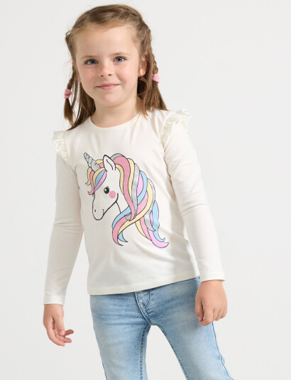 Lindex Top L S Placement Print With F - White - 92