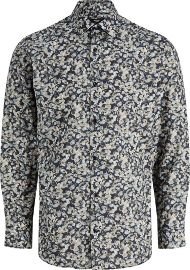 Jack & Jones Jprblaparker Print L/S Shirt   Navy   XXL