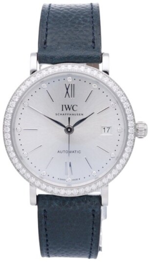 IWC Dameklokke IW658601 Portofino Sølvfarget/Lær Ø37 mm