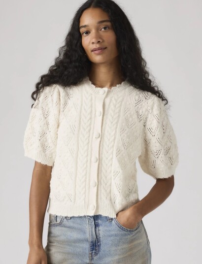 Levi"s® Pauline Pointelle Ss Cardi Tof Cream XS Levi"s® Pauline Pointelle Ss Cardi Tof Cream XS
