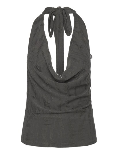 Weekday Jacquard Halter Top   Grey   M