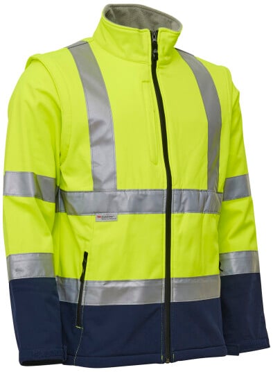 Elka Hi Vis Softshelljakke Avtakbare Ermer 086500r Gul/marine Str. L