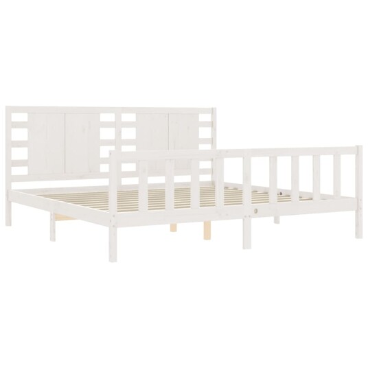 vidaXL Sengeramme med hodegavl hvit 200x200 cm heltre