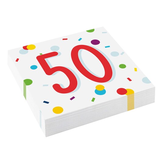 Servietter Confetti Birthday 50 20 pakning