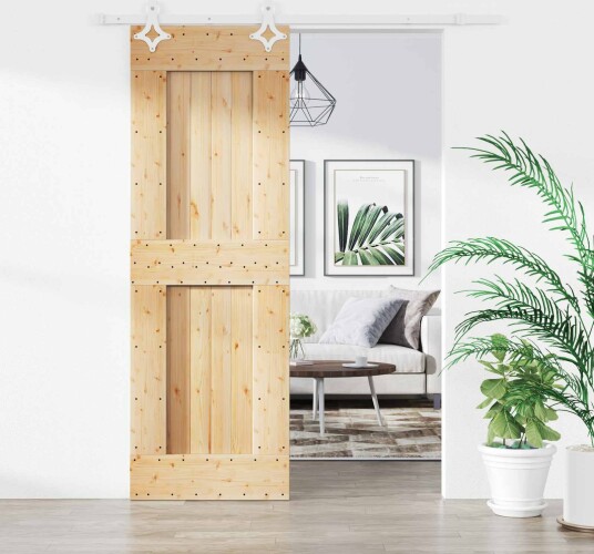 Skyvedør Naturlig og Hvit 70 x 210 cm Massiv Furu Tre Skyvedør Naturlig og Hvit 70 x 210 cm Massiv Furu Tre