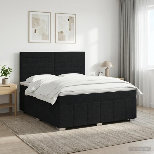 vidaXL Kontinentalseng med madrass Svart 180 x 200 cm Stoff