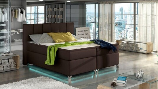Box Spring Eltap Basilio med LED Soft 66 Brun 180x200 cm
