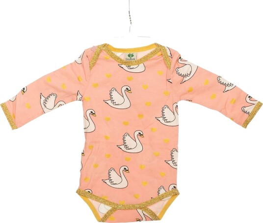 Småfolk Body svane rosa med glitter gullkant (74 cm)