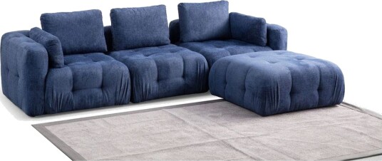 Yvara Sofa med Divan 4 sits   Blå