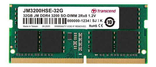 Transcend 32GB DDR4 SO-DIMM 3200MHz RAM CL22 - Ikke-bufret Transcend 32GB DDR4 SO-DIMM 3200MHz RAM CL22 - Ikke-bufret