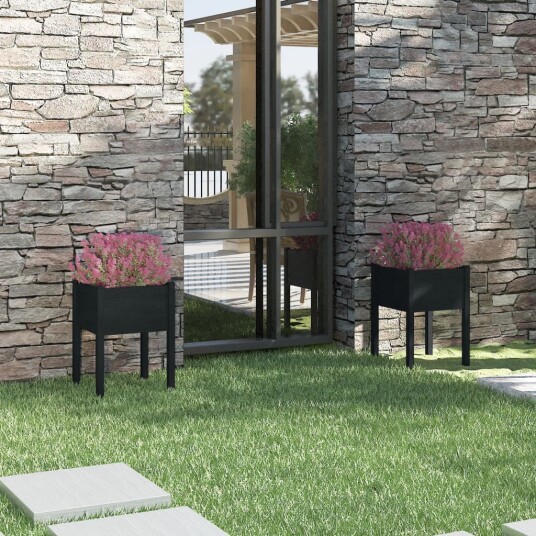 vidaXL Plantekasser 2 stk svart 50x50x70 cm heltre furu vidaXL Plantekasser 2 stk svart 50x50x70 cm heltre furu