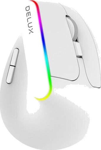 Delux M618db Høyre Hendt Vertikalt Design Optisk Rf Trådløs + Bluetooth 4000 Dpi Hvit Delux M618db Høyre Hendt Vertikalt Design Optisk Rf Trådløs + Bluetooth 4000 Dpi Hvit
