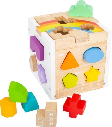 Small Foot Wooden Shape Sorter Cube Rainbow.