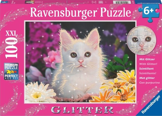 Puslespill 100 Hvit Kattunge Glitter Ravensburger