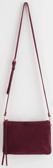Lindex Shoulder Bag In Suede   DARK RED   One Size