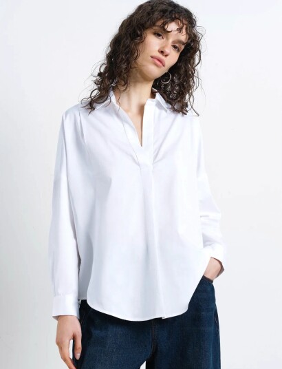 French Connection Lotta Alexis Cutout Back Shirt   White   S