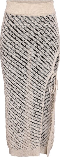 Noisy May Curve   Maxi skjørt nmGianna HW Ankle Slit Knit Skrt FW   Beige
