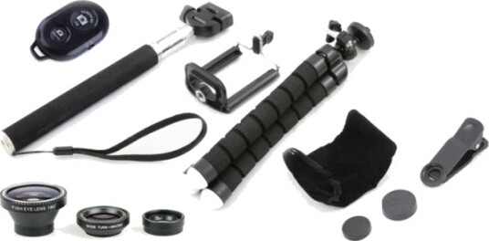 Selvpinner Xrec Selfie-Sett 5-I-1 - Stativ / 3X Objektiv / Fjernkontroll / Monopod / Holder