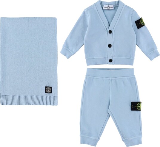 Stone Island Gaveeske - Cardigan/Joggebukser/Teppe - Sky Blue - Stone Island - 9-12 md - Cardigan - Blå - 74-80