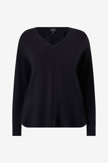 Zizzi Pullover caElla L/S V neck Pullover Svart Zizzi Pullover caElla L/S V neck Pullover Svart
