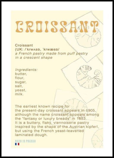 Croissant Coffee Plakat Plakat / 70x100cm