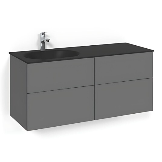 Macro Design Crown Servantskap 4-skuff - med Venstre Glasservant 120cm Antrasitt / Plain Glass Edge Svart Macro Design Crown Servantskap 4-skuff - med Venstre Glasservant 120cm Antrasitt / Plain Glass Edge Svart