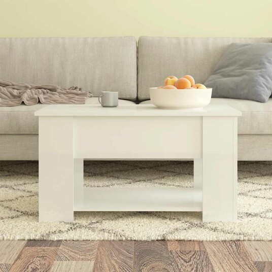 vidaXL Salongbord høyglans hvit 79x49x41 cm konstruert tre