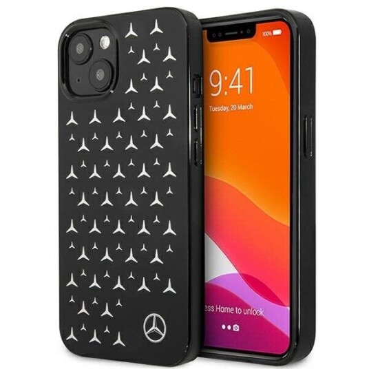 Mercedes Mobildeksel for iPhone 13 Mini med Sølvstjernemønster - Svart Mercedes Mobildeksel for iPhone 13 Mini med Sølvstjernemønster - Svart